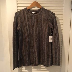 Ecru sweater crew neck olive multi colored
